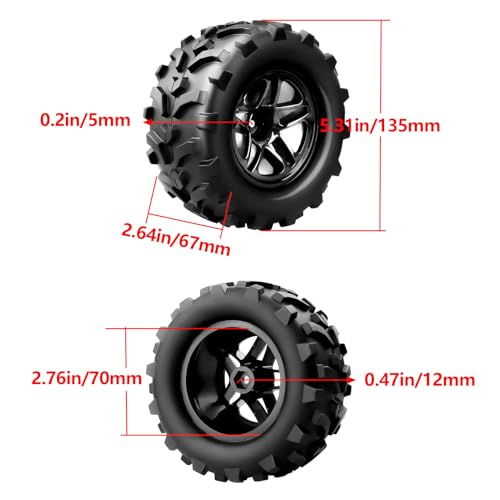 Hobbypark Pre-Glued RC Monster Truck Tires and Wheels for Arrma Granite Voltage MEGA 2WD 4X4 V3 3S BLX Brushless 1/10 Big Rock,Set of 4…