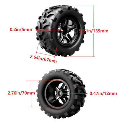 Hobbypark Pre-Glued RC Monster Truck Tires and Wheels for Arrma Granite Voltage MEGA 2WD 4X4 V3 3S BLX Brushless 1/10 Big Rock,Set of 4…