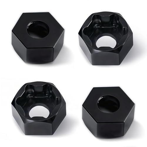 4Pcs 5mm to 7mm RC Wheel Hex Adapter, Aluminum Hex Hub Converter for 1/10 & 1/24 RC Crawler, CNC Machined Wheel Hub Adapter (Black) - color: Black