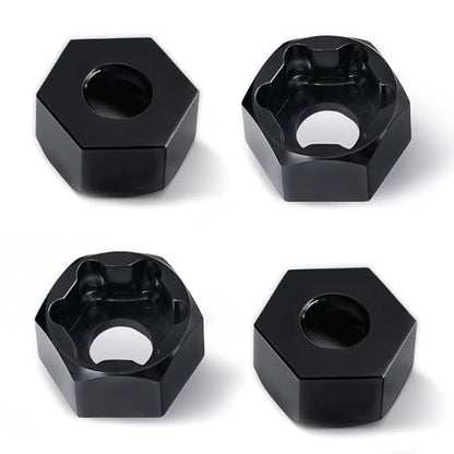 4Pcs 5mm to 7mm RC Wheel Hex Adapter, Aluminum Hex Hub Converter for 1/10 & 1/24 RC Crawler, CNC Machined Wheel Hub Adapter (Black) - color: Black
