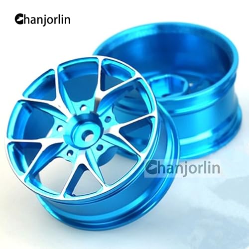 1/10 On Road Drift Wheels Rims Hex 12mm RC Aluminum Alloy Rally Racing Hubs for 1:10 Scale Touring Street Car Tires Tamiya TT01 TT02 HSP 2S 3S Brushless HPI KYOSHO XV02 XV01 4PCS (Blue) - color: Blue