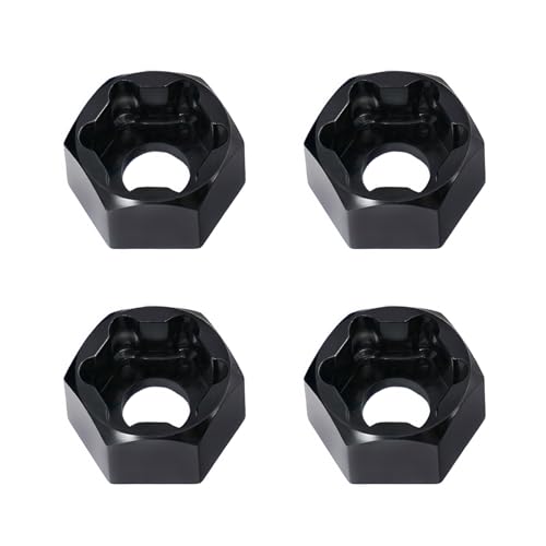 4Pcs 5mm to 7mm RC Wheel Hex Adapter, Aluminum Hex Hub Converter for 1/10 & 1/24 RC Crawler, CNC Machined Wheel Hub Adapter (Black) - color: Black