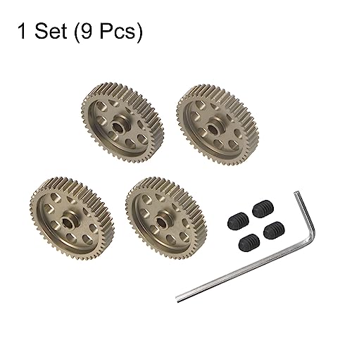 HARFINGTON 48P Hardened Pinion Motor Gear Set 4pcs 44T 45T 46T 47T Fit 1/8 inch RC Motor Shaft 48 Pitch 7075 Aluminum Gears for RC Car, with Hex Key - style: 44T 45T 46T 47T