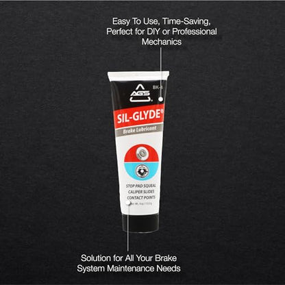 AGS SIL-Glyde 4 oz Tube Silicone Based Brake Assembly Lubricant for Eliminating Disc Brake Squeal - Moisture Proof, Heat Resistant, Rust and Corrosion Protector - size: 4oz