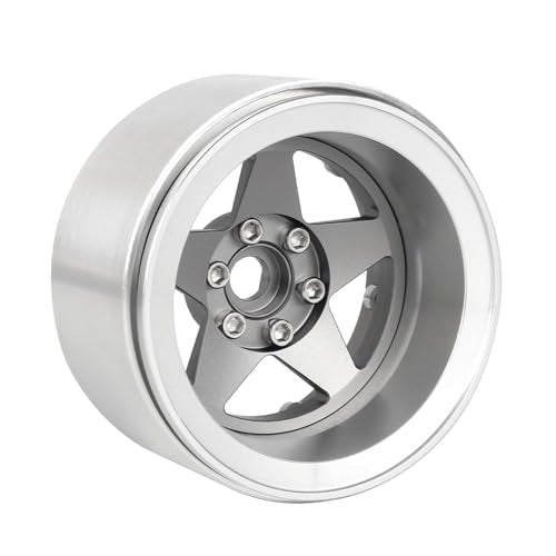 Aluminum 2.2" Beadlock Wheel Offset -10mm Metal Rims for SCX10 RR10 TRX4 VS4-10 Gen8 1/10 RC Crawler Car Upgrade Parts (5-Spoke, Gray) - color: 5-spoke, Gray
