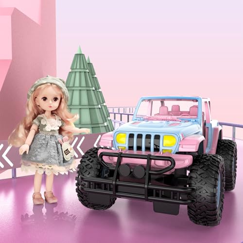 NQD Remote Control Car for Kids 1:16 Scale 80 Min Play 2.4Ghz Off Road RC Trucks with Stickers Toy Car Gift for Girls 3 4 5 6 Year Old - color: Pink and Blue