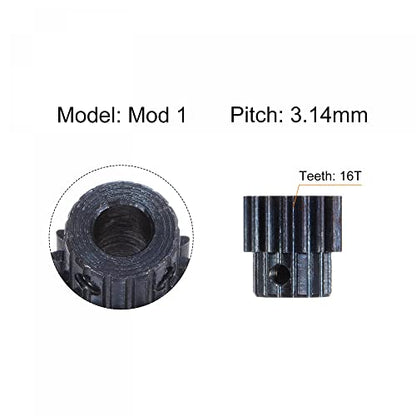 uxcell 1Mod 16T Pinion Gear 7mm Bore Hardened Steel Motor Rack Spur Gear with Step for RC Car Truck Buggy Gear Drive