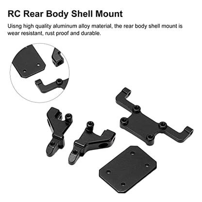RC Rear Body Shell Mount, Aluminum Construction for Enhanced Durability, Aluminum Rear Car Body Mount Post Kit, Black Color, 1/24 Scale for RC Car Enthusiasts, Custom Builds, and Racing Repairs
