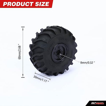 RCAWD Alloy TRX4M Monster Truck Wheel And Tires for 1/18 TRX4M Series Upgrades Part Black - color: Black