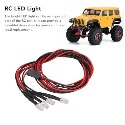 HERCHR 5PCS RC LED Light Kit, 5mm Headlights/Taillight Kit (2 White 2 red) for Hsp, Redcat, Axial, Scx10, D90, Hpi RC Cars Crawler Light Accessories