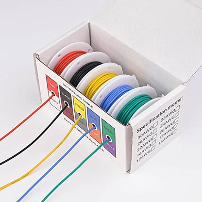 20 Gauge Wire Stranded Electrical Wire 20 AWG Electric Hook Up Wire Kit Flexible Silicone Tinned Copper Wires, OD:1.8mm, 5 Colors 19.6ft Each, with Free 20pcs φ3mm Heat Shrink Tubing - style: 20AWG - 5 Rolls 19.6ft each