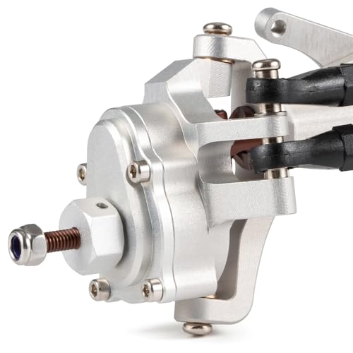 Aluminum CP43 Offset Portal Axles with BTA Servo Mount, Front Rear Silver | With S2 Steel Shaft, 7.19:1 Gear Ratio, 195mm Pin to Pin Width, Fits 1/10 Comp Rigs H10 Capra SCX10 III - color: Silver Set