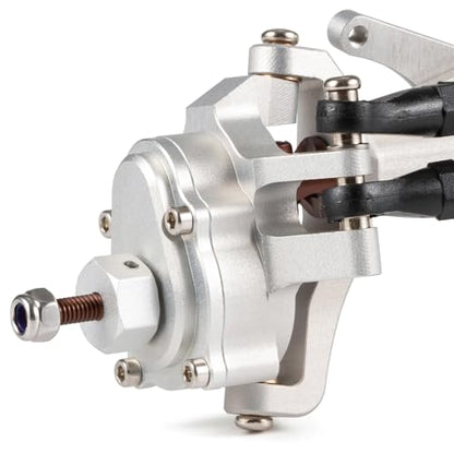 Aluminum CP43 Offset Portal Axles with BTA Servo Mount, Front Rear Silver | With S2 Steel Shaft, 7.19:1 Gear Ratio, 195mm Pin to Pin Width, Fits 1/10 Comp Rigs H10 Capra SCX10 III - color: Silver Set
