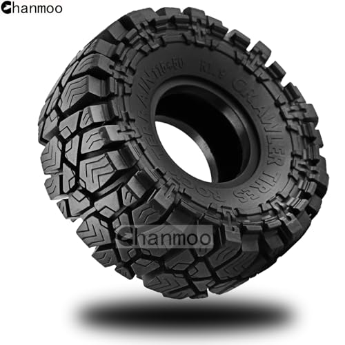 1.9 RC Crawler Tires OD 115mm 1/10 Soft Rubber Mud Grappler Wheels Tyres With Foam For 1/10 Scale Rock Crawler Car Traxxas TRX4 Axial SCX10 II RC4WD D90 TF2 Tamiya Gen8 1.9 Beadlock Rims 4PCS