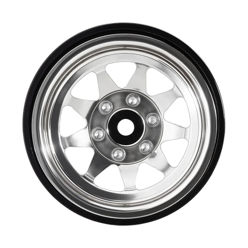 INJORA -4.05mm Offset Stamped Steel 1.3" Wheels for 1/24 1/18 RC (Silver) - color: Silver