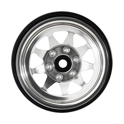 INJORA -4.05mm Offset Stamped Steel 1.3" Wheels for 1/24 1/18 RC (Silver) - color: Silver