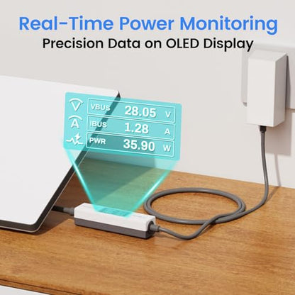 Starlink Power Monitor for Mini & Gen 3, Real-Time Power Meter Tester with OLED Display, On/Off Switch, 0-57V Input/OverCurrent Protection for Starlink Mini Accessories & Car Adapter