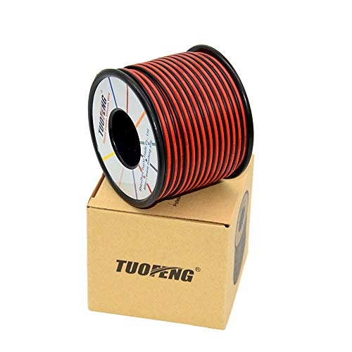 TUOFENG 22 AWG Silicone Wire, 100ft 2 Conductor | Parallel Wire - size: 22 AWG 2 parallel Silicone Wire 100ft