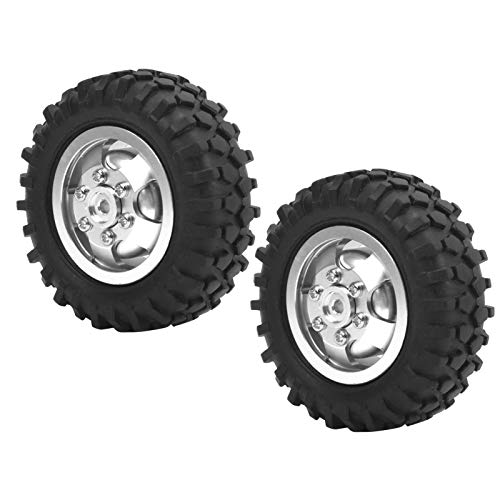 RC Wheels, 2Pcs Rubber Tire 55mm Dia Aluminium Alloy RC Tires 1/10 Scale Compatible for Off-Road Racing Trail Driving and Hobbyist Use