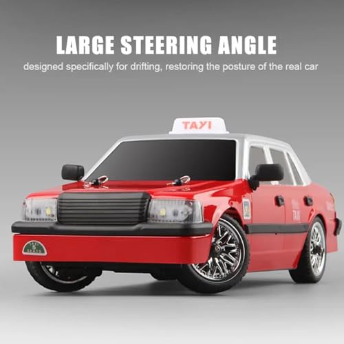 Remote Control Car, MN38 RC Drift Car, 1:16 Scale High Speed Remote Control Taxi, 4WD 2.4GHz RC Racing Cars with Drifting Tires, LED Lights and 2 Batteries for Adults