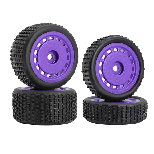 Pre-Mounted Pin Buggy Tires and Wheels Rims Hub Tires Set for 1/24 Losi Micro-B 1/28 Losi Micro-T Wltoys 244016 Upgrade Part (Purple Micro-B) - color: Purple Micro-b