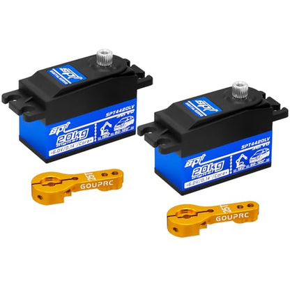 GOUPRC 20kg Low Profile Servo High Torque Metal Gear Digital Servo with 25T Metal Arm for 1/8 1/10 1/12 R/C Model DIY Car Robot (2PCS) - style: 20KG*2
