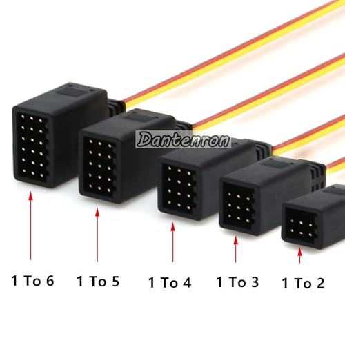 RC JR Style Servo Splitter Cable,1 Male to 2 3 4 5 6 Female Y Harness Leads Y Splitter Lead Wire for 1/8 1/10 1/24 Crawler Truck Car Airplane Drone Receiver Servo ESC (1 Male to 5 Female) - style: 1 Male to 5 Female