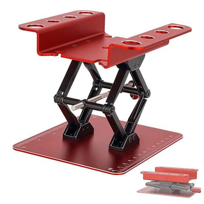 RC Car Stand, Aluminum Liftable Adjustable RC Car Work Stand, Repair & Display RC Stand for Traxxas TRX4 Axial Arrma Redcat Losi 1/8 1/10 1/12 1/14 1/16 1/18 1/24 RC Car (Red) - color: Red