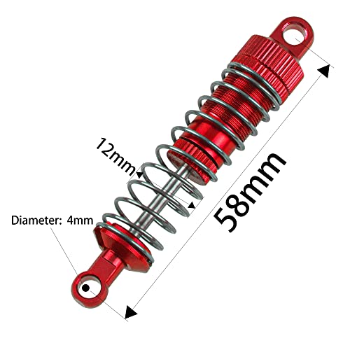 Aluminum Alloy Shock Absorber Suspension Damper Shocks Compatible with WPL C14 C24 C34 C44 MN Model D90 D91 MN99 1/16 RC Car (Red) - color: Red