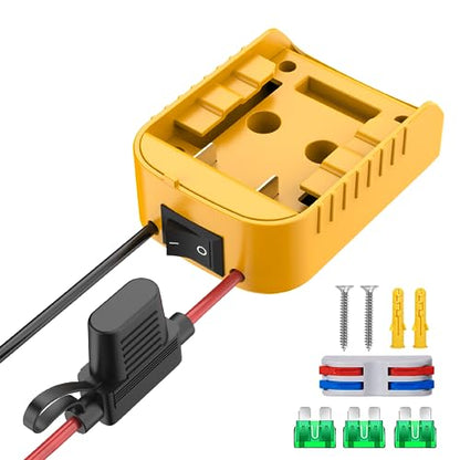Power Wheel Adapter Compatible with Dewalt 20V Battery Converter Kit | Battery Adapter with Switch & Fuse, Wire Terminals, 12 AWG Wire, For DIY RC Car Toys Robotics - color: 1-PACK
