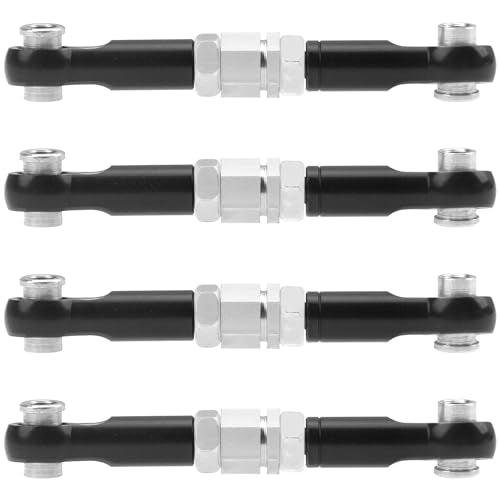 4Pcs ShareGoo Metal Steering Rod Servo Linkages Turnbuckle Compatible with Hyper Go MJX 16207 16208 16209 16210 H16BM H16GT H16DR 1/16 RC Car (Black) - color: Black