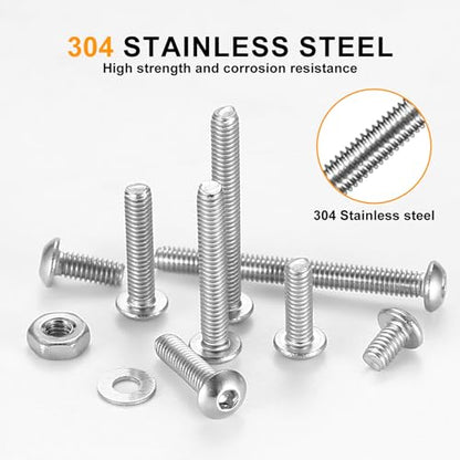 840 Pcs M2.5 Small Metric Screws with Nuts, Hex Socket Head Cap and Nut Assortment Kits, Stainless Steel Replacement Machine Fastener Screws and Bolts Nuts (M2.5 840 Silver) - color: M2.5 840 Silver