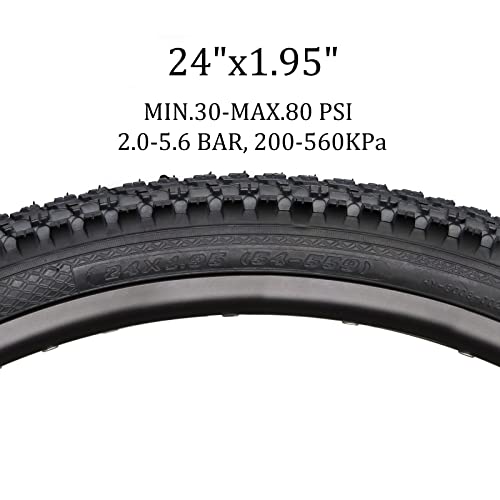 Hycline Mountain Bike Tire: 20/24/26/27.5-inch Folding Replacement High-Performance Wear-Resistant Bicycle Tires for MTB Off-Road Bike - size: 24x1.95 30TPI, style: Qty 1 Tire