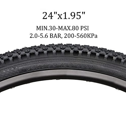 Hycline Mountain Bike Tire: 20/24/26/27.5-inch Folding Replacement High-Performance Wear-Resistant Bicycle Tires for MTB Off-Road Bike - size: 24x1.95 30TPI, style: Qty 1 Tire
