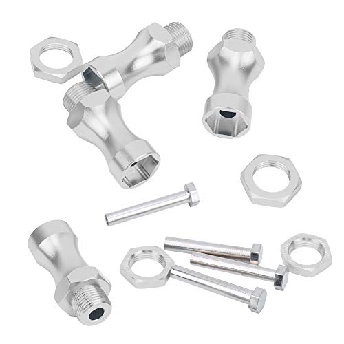12Pcs Aluminum Alloy RC Wheel Hub Adapter, 1/10 to 1/8 RC Model Car Part, 12mm to 17mm Hex Drive Hub Coupling with 30mm Wheel Extension for Off - Road RC Trucks (Silver) - color: Silver