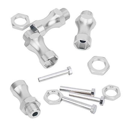 12Pcs Aluminum Alloy RC Wheel Hub Adapter, 1/10 to 1/8 RC Model Car Part, 12mm to 17mm Hex Drive Hub Coupling with 30mm Wheel Extension for Off - Road RC Trucks (Silver) - color: Silver