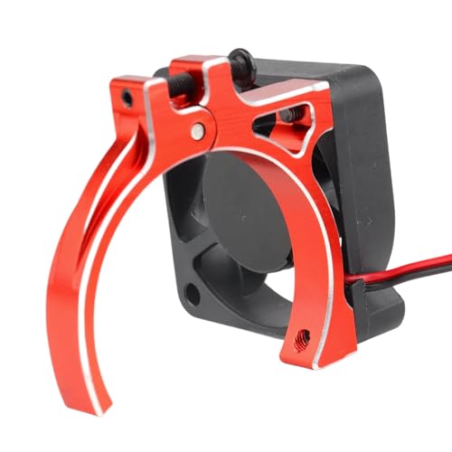 RC Motor Cooling Fan with Thermal Sensor Aluminum Clamp Heatsink fit 4268 4274 Brushless Motor for 1/8 1/10 Truck Buggy Crawler 42mm Motors(Red)
