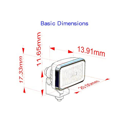 20MM Rectangular Spotlight Retro Simulation Electroplated Reflector Searchlight Headlight for 1:8 1:10 RC Car - color: Standard Yellow Lamp