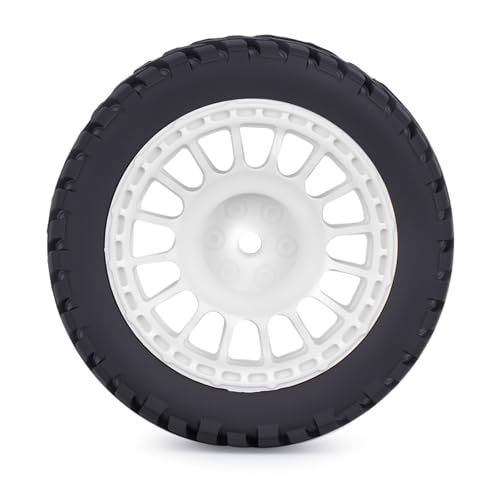 4PCS RC Rally Car Tyres 12mm Hex Hub Wheel Rims Tires NOT Pre-Glued for 1/16 1/14 1/12 1/10 Scale Off Road Buggy On-Road Touring Car Upgrade Parts (White) - color: White