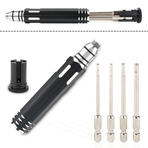 4 In 1 Hex Screwdriver Kit & Mini 4-Way Cross Wrench, Hard Steel 1.5mm 2.0mm 2.5mm 3.0mm Allen Screw Driver Bits for RC Car Quadcopter Helicopter Airplane Boat Repair Tools Sets