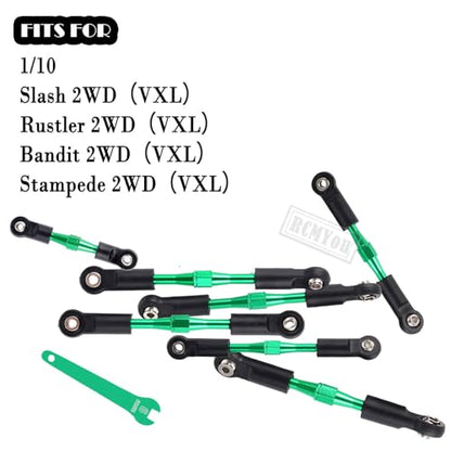Aluminum Turnbuckles Camber Links Upgrades Part for 1/10 Slash 2WD/Stampede 2WD/Rustler 2WD/Bandit 2WD, Alloy Turnbuckles Camber Links Hops Up,Green - color: Green for Rustler 2wd