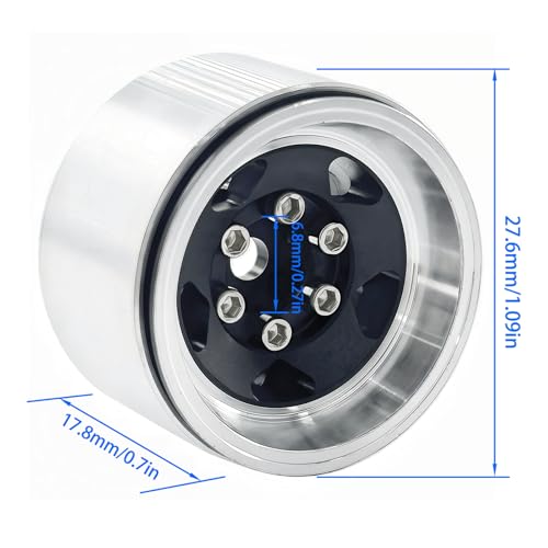 1.0 Beadlock Wheel Rims, Aluminum Alloy RC Wheels Set, CNC Machined Upgrade Parts for 1/18–1/24 RC Crawlers (4PCS)