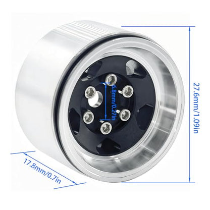 1.0 Beadlock Wheel Rims, Aluminum Alloy RC Wheels Set, CNC Machined Upgrade Parts for 1/18–1/24 RC Crawlers (4PCS)
