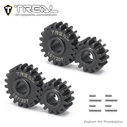 TREAL FCX24 Overdrive Portal Gears Harden Steel Metal OD Portal Drive Gears Set 15T/20T (8P) for 1/24 FMS FCX24,Overdrive 12%