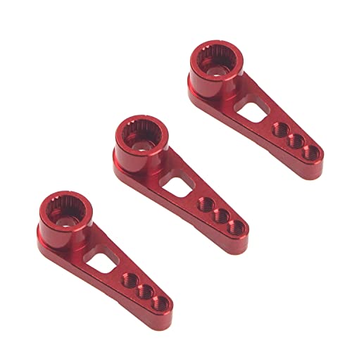 3Pack ShareGoo 25T Servo Horn Steering Arm Compatible with Futaba Savox HSP Power HD Servos Motor Compatible with Wltoys A949 A959-B A969 A979 K929 1/18 RC Car (Red) - color: Red