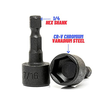 NEIKO 10068A Nut Driver Set, For Impact Drill and Driver, 20 Piece, 1/4” Hex Small Nut Driver Bit Set, Metric and Standard, 4-12 mm & 5/32”-1/2”, CR-V Steel, Nutsetter Driver Bits - size: Nut Driver Bit, style: SAE and Metric