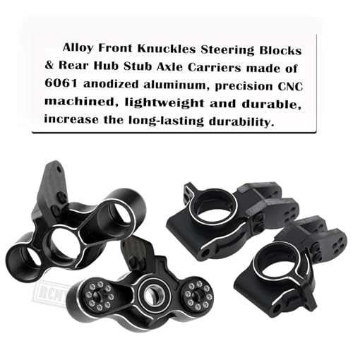 Aluminum Front Knuckles Steering Blocks &Rear Hub Stub Axle Carriers Upgrades Part for 1/8 Typhon/Talion 6S BLX,1/7 Felony/Mojave/Infraction 6S BLX,Black - color: Black