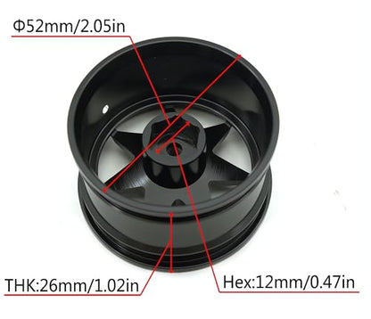 1/10 RC Drift Tires and Aluminum Wheels Rims Rally Racing Tyres 12mm Hex for 1:10 Scale On Road Touring Street Car Tamiya Traxxas HPI KYOSHO XV02 XV01 TT01 TT02 PTG2 A959 4pcs (Black) PP2501 - color: Black