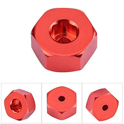 RC Hex Hub Adapter, 4 Pcs Aluminum Alloy 6mm to 12mm Wheel Adapter for RC Trucks Buggies Crawlers Off-Road Racing and Hobbyist Projects (Red)