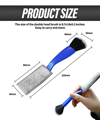 Universal 2 in 1 Duster for Car Clean,Car Bursh Tool,Double Head Brush,Auto Interior Detailing Brush,Soft Car Interior Detailing Brush Dust Brush (Blue) - color: Blue
